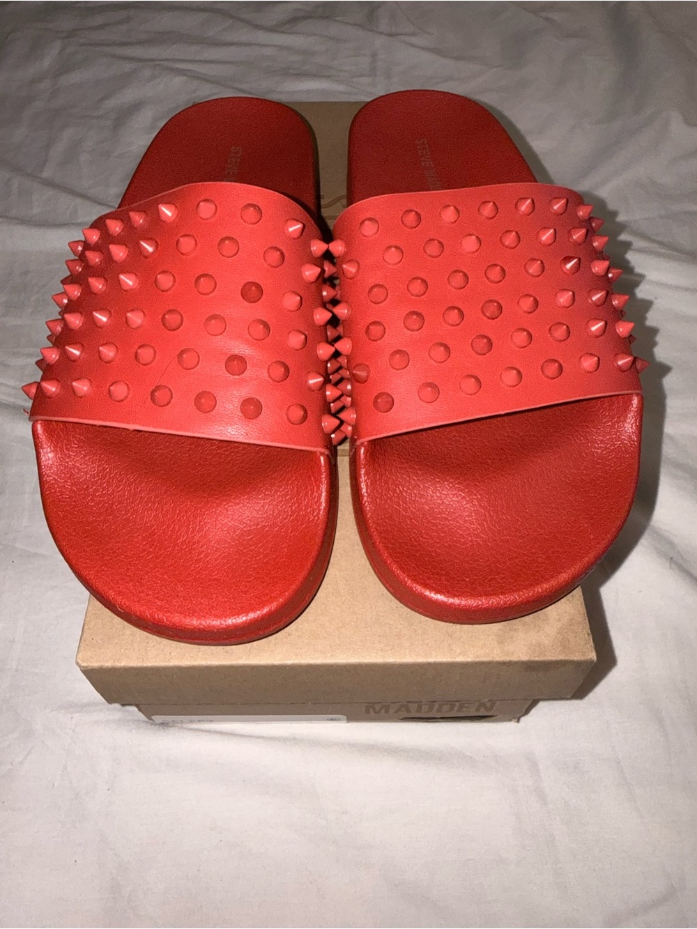 Steve Madden Select Red Studded Slide Sandals 9